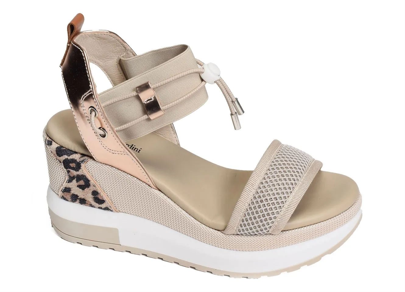 Nerogiardini 07750 Beige Bronze Wedge Sandals