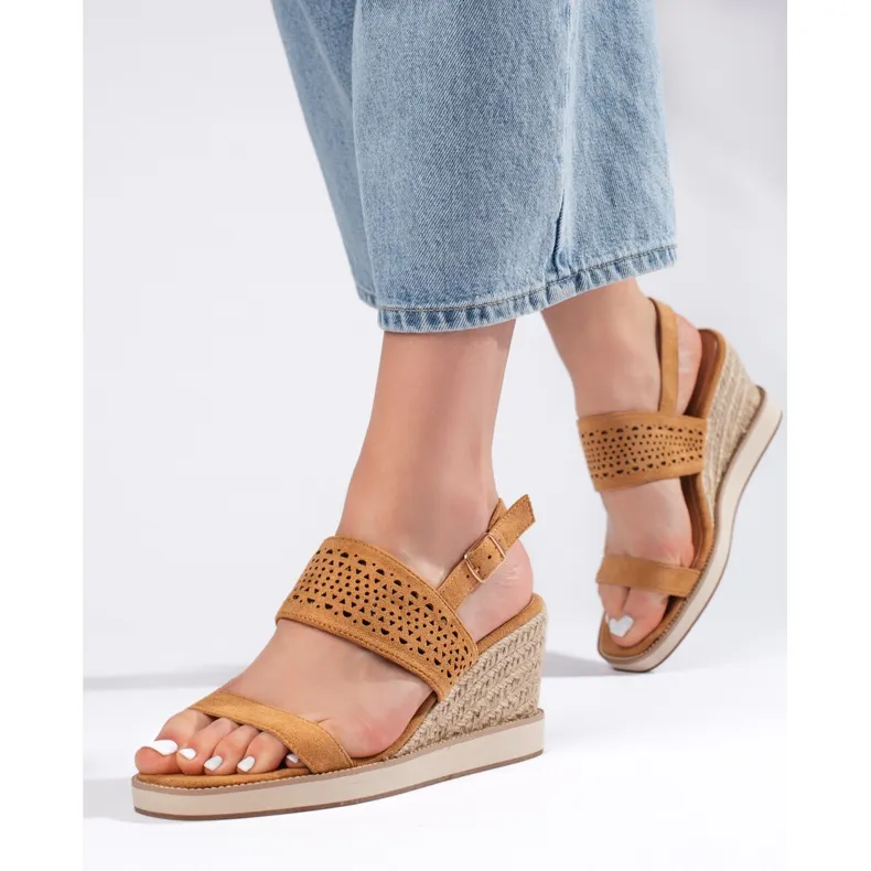 Brown wedge sandals for women