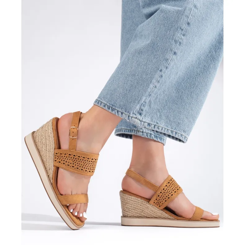 Brown wedge sandals for women