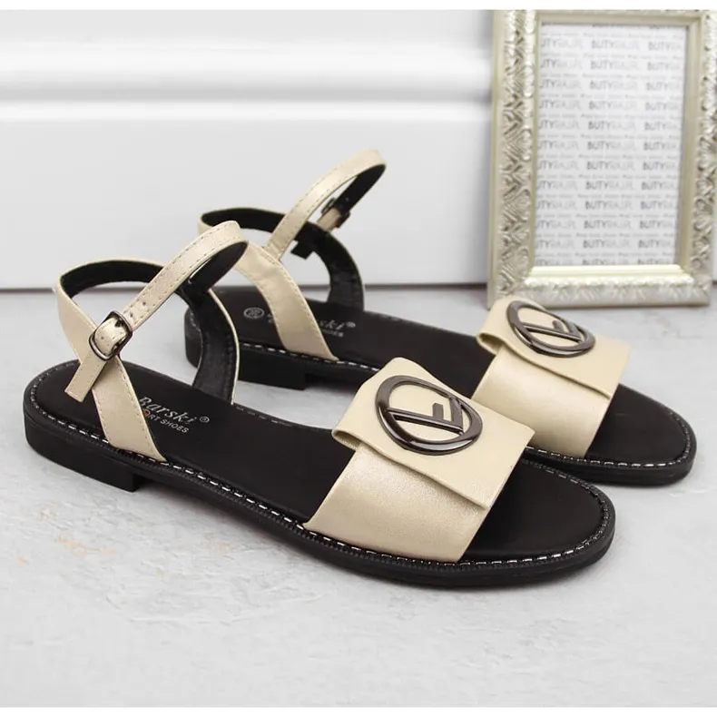 Women's Golden Comfort Sandals with S.Barski 045 Gold Decoration