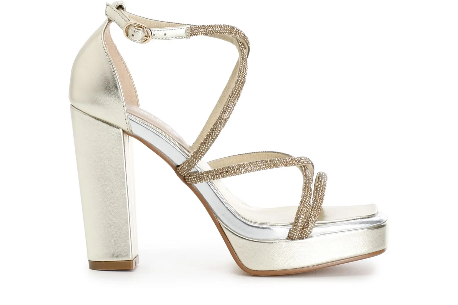 Light Gold Strappy Crisscross Sandals - CafèNoir