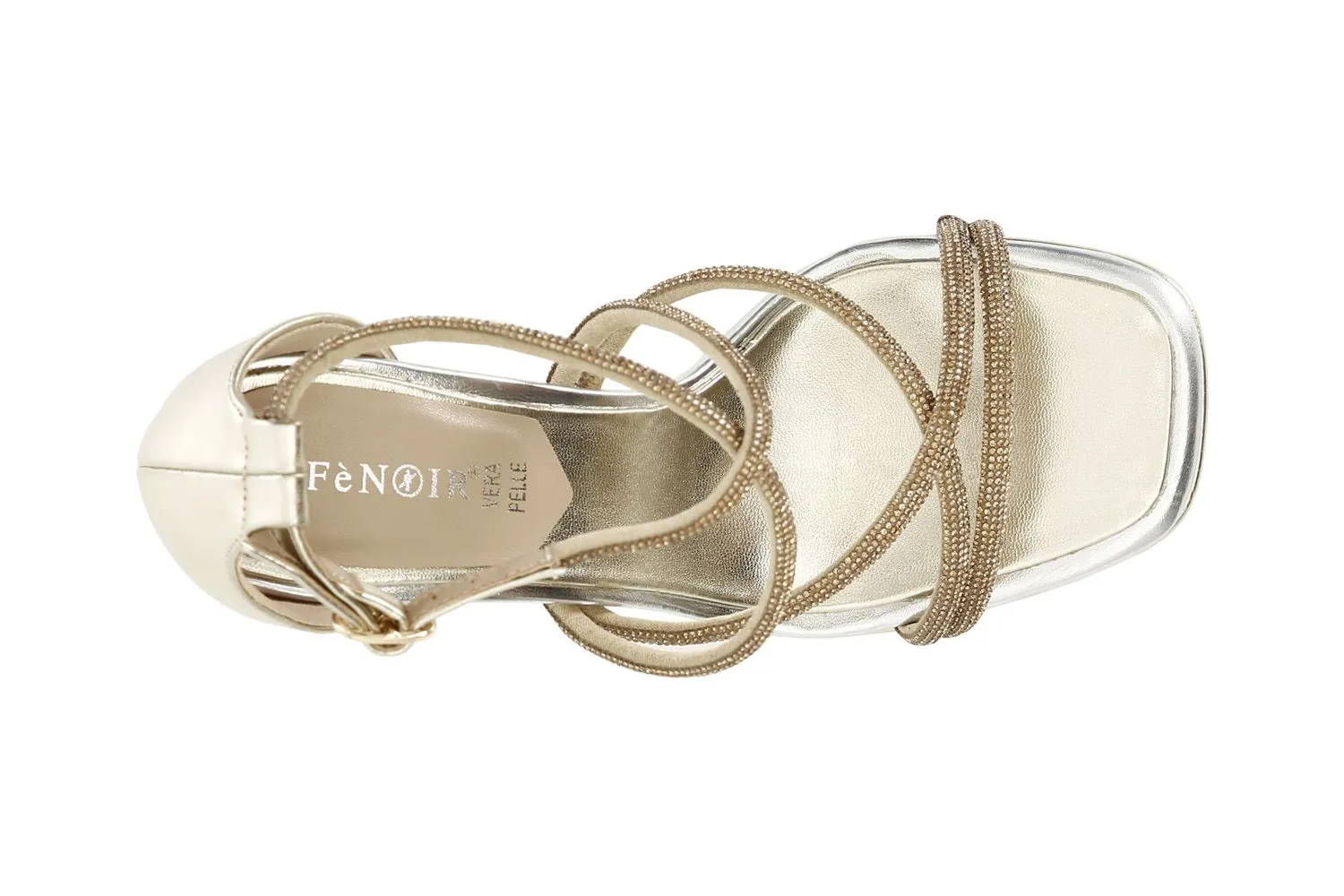 Light Gold Strappy Crisscross Sandals - CafèNoir