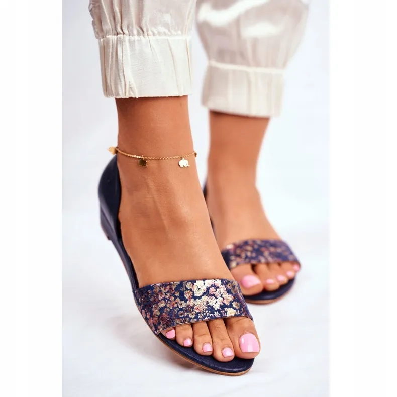 Navy Blue Leather Women's Sandals by Maciejka