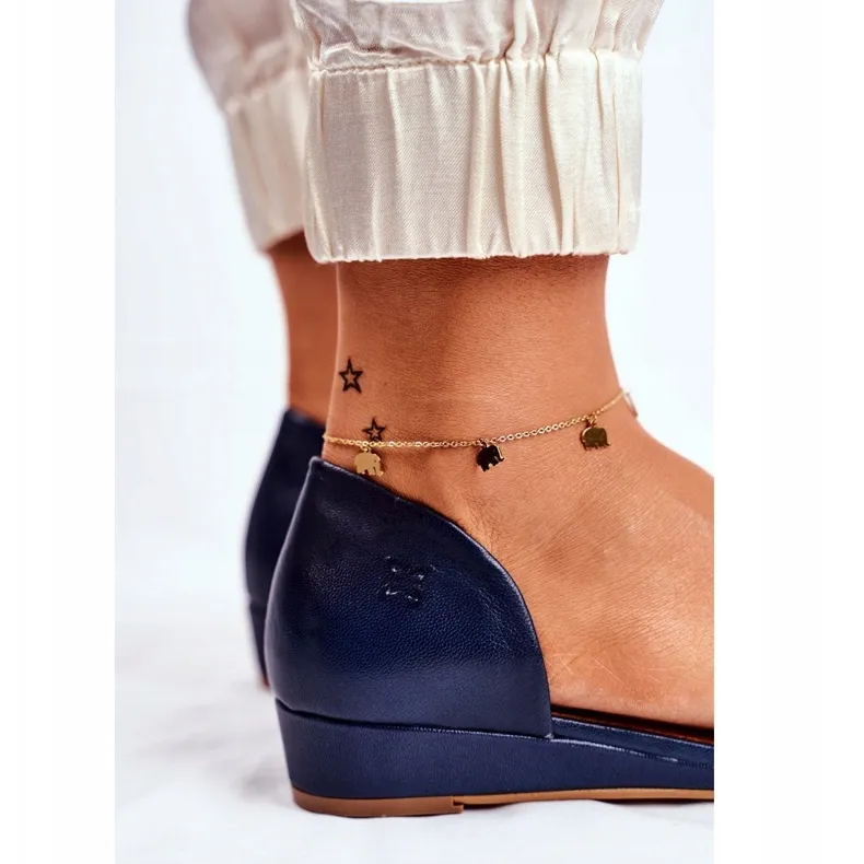 Navy Blue Leather Women's Sandals by Maciejka