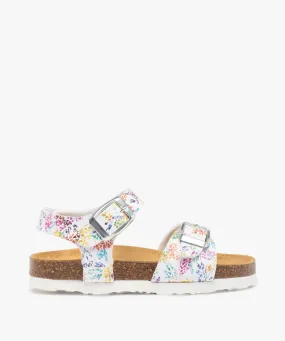 Multicolored corksole sandals for girls with printed straps - sandals and open-toe sandals.