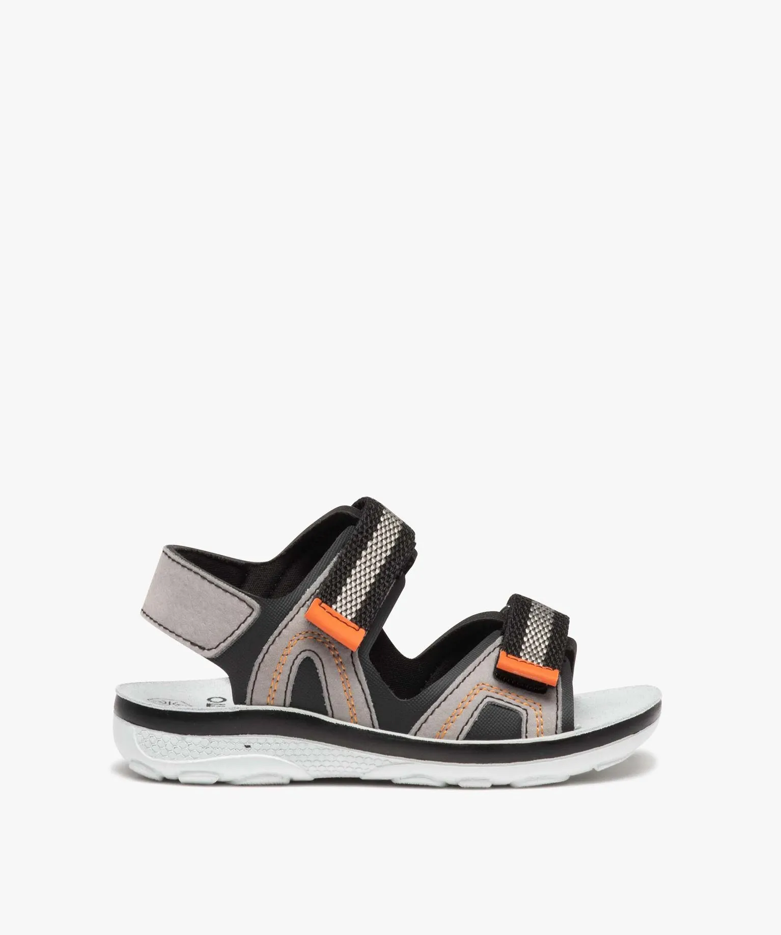 Black fabric boy's two-tone sandals with Velcro straps - sandals and open-toe shoes.