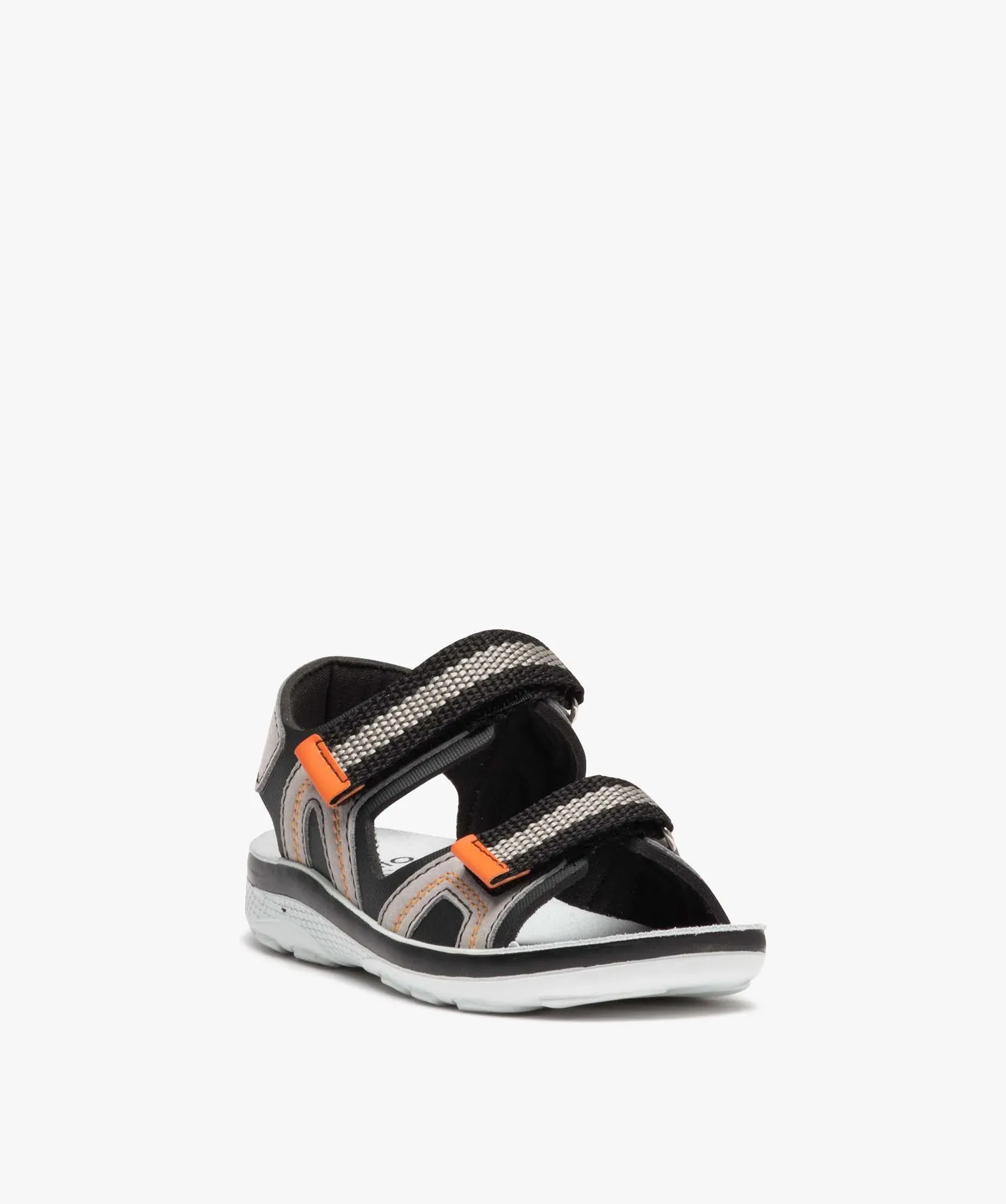 Black fabric boy's two-tone sandals with Velcro straps - sandals and open-toe shoes.