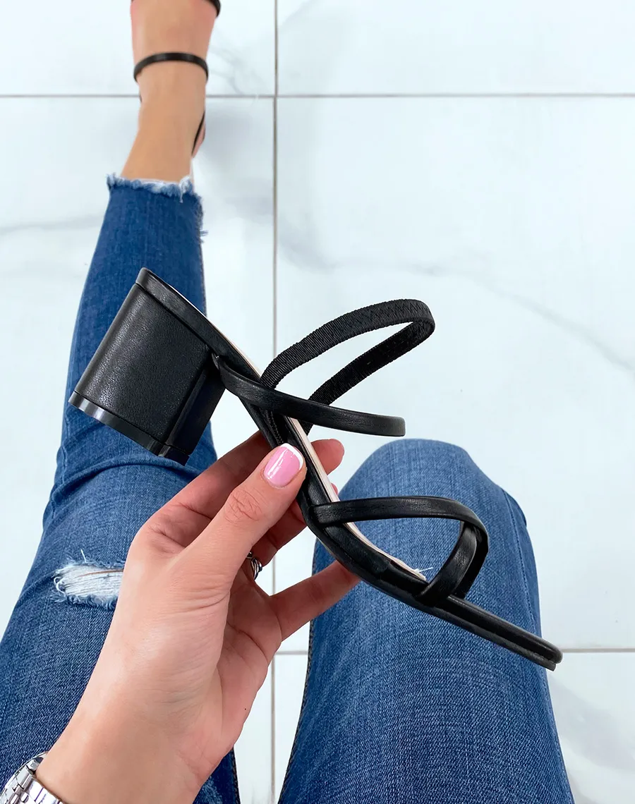 Black strappy thong sandals