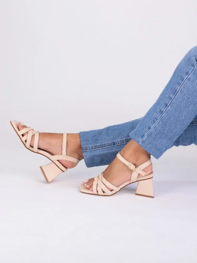 Nude Mid Heel Sandals Carla 02