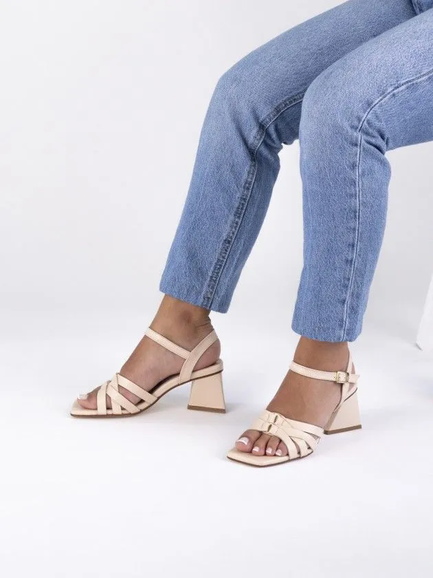 Nude Mid Heel Sandals Carla 02