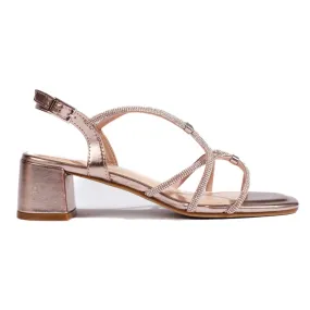 Women's Golden and Pink Sandals with Decorative Straps by Sergio Leone