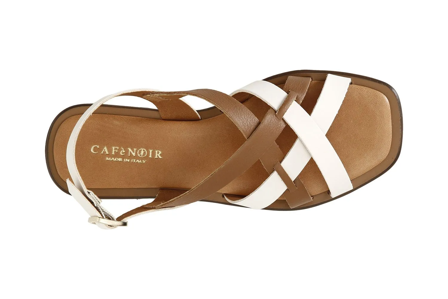 Off White Combo Bicolor Leather Crisscross Sandals - CafèNoir