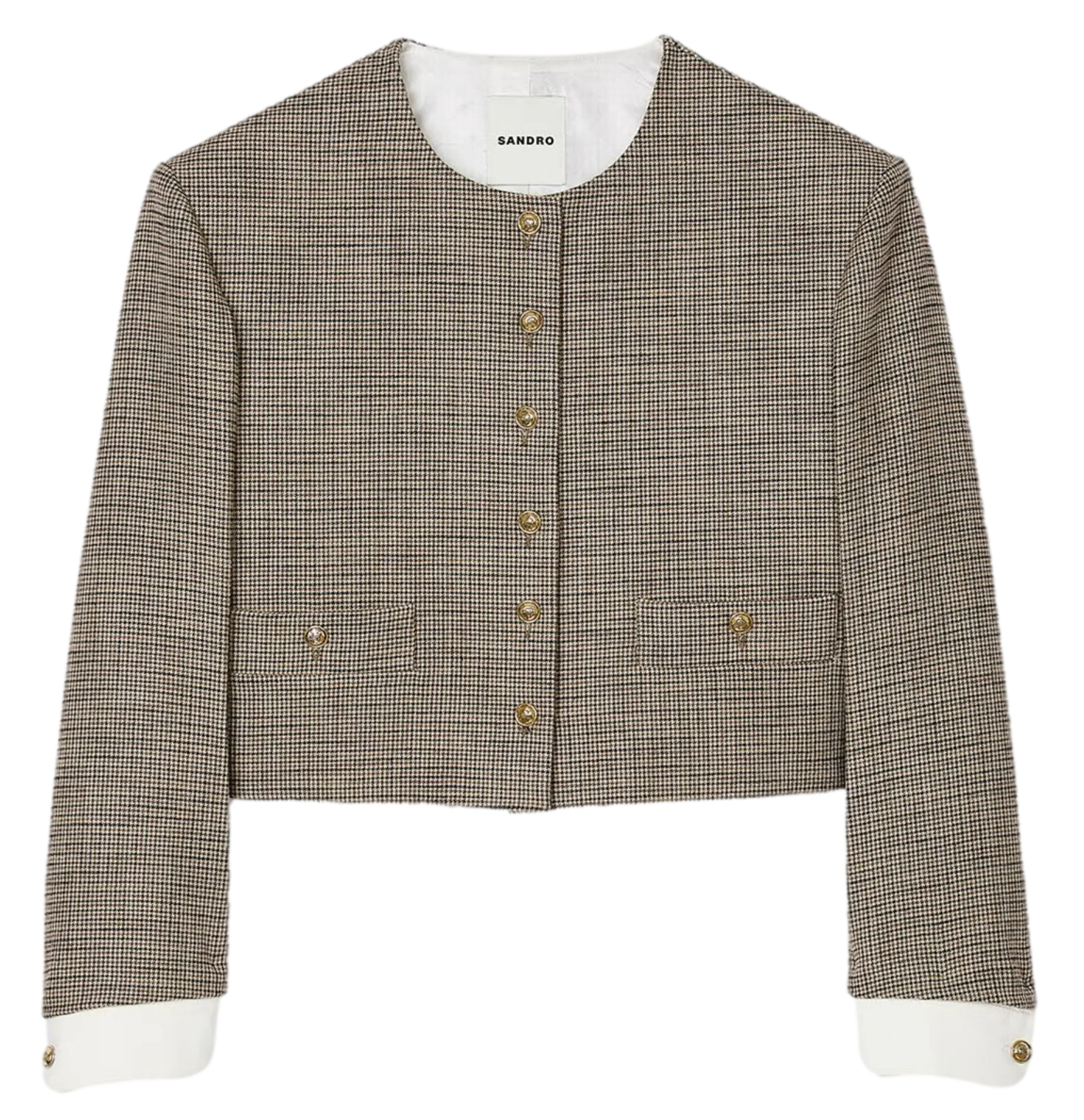 Brown Printed Round Neck Jacket SANDRO