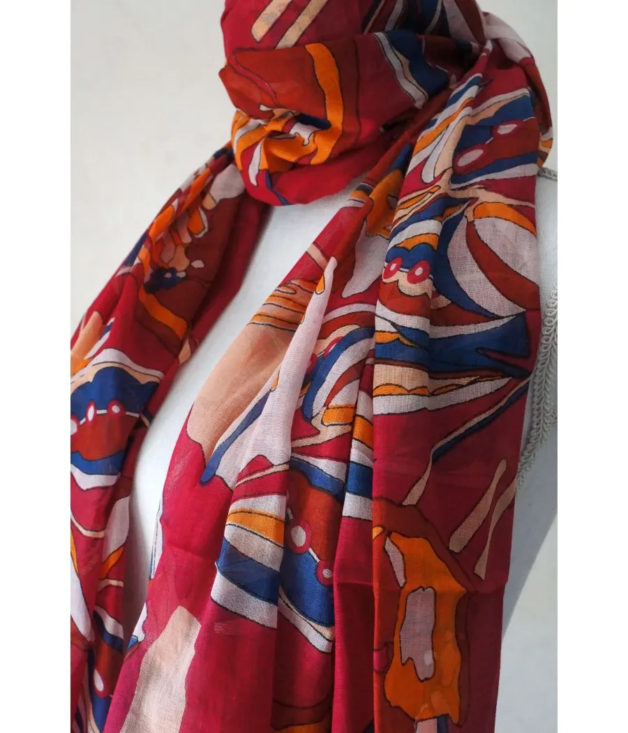 Santaia Rose Raspberry Scarf, Dolce Vita Spirit Big Petal Flowers