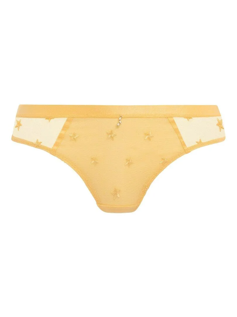 Semi-Transparent Star Embroidery Snap Culotte - Yellow