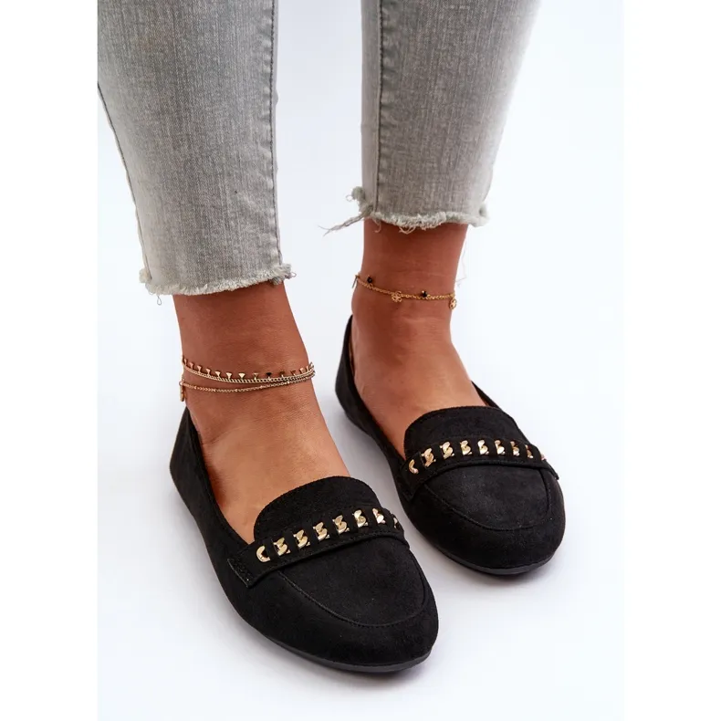 Shiny Chain Women's Moccasins, Black Aredilla.