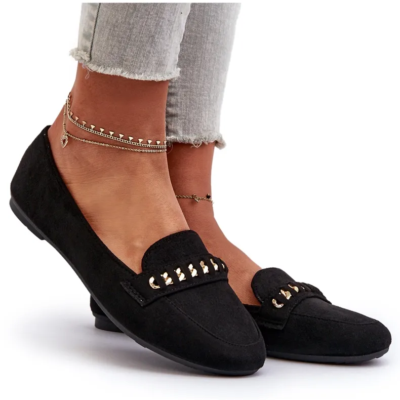 Shiny Chain Women's Moccasins, Black Aredilla.