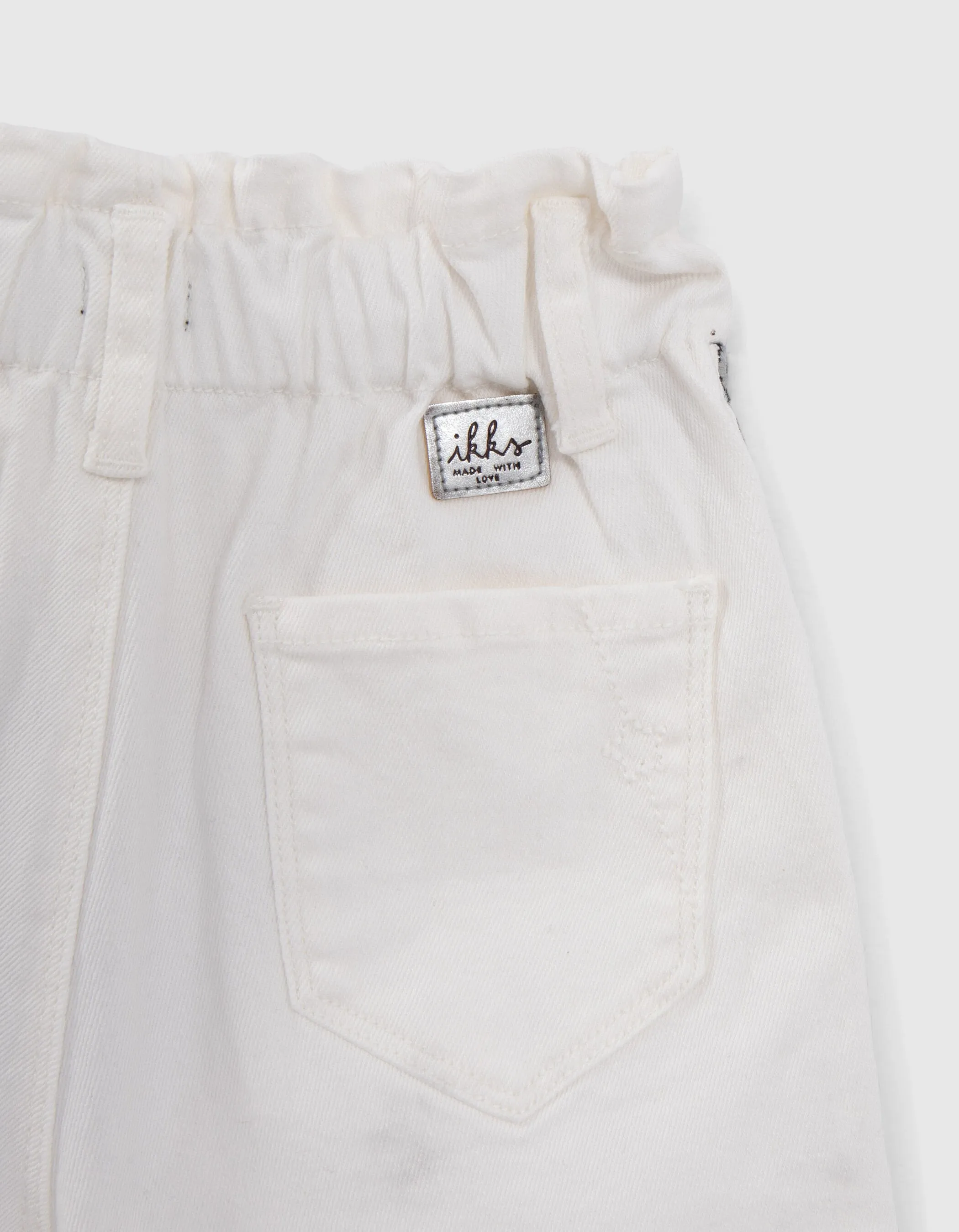 Denim shorts with embroidered straps for girls.