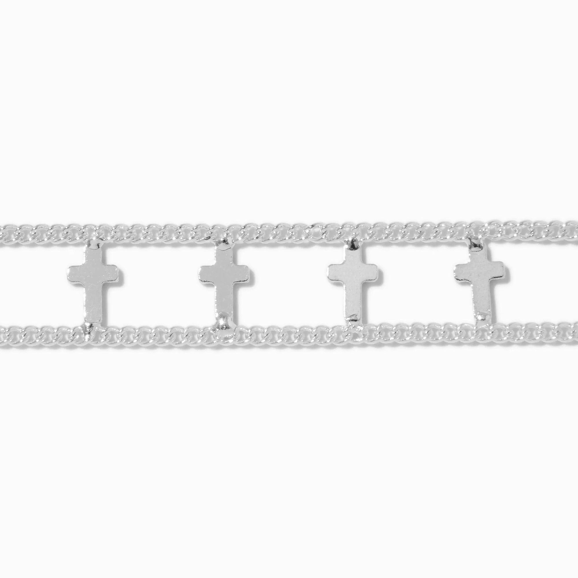 Silver Cross Double Chain Choker