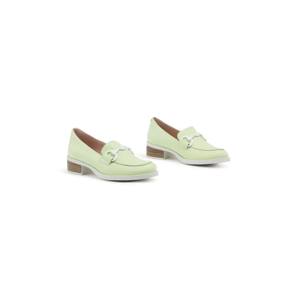 Square Heel Green Moccasins