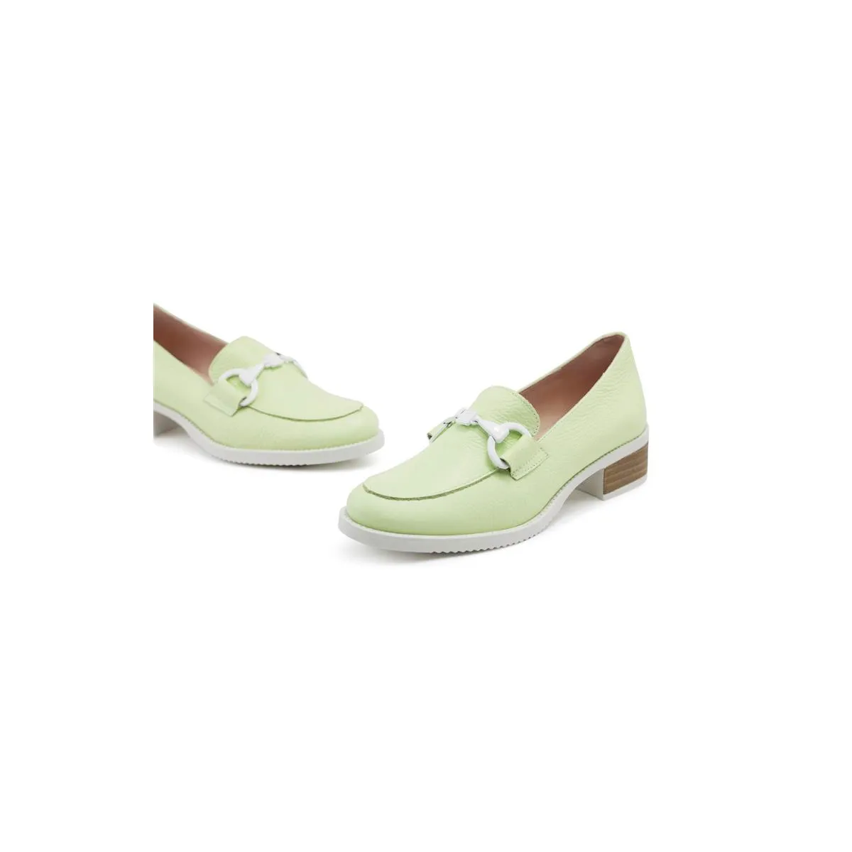 Square Heel Green Moccasins