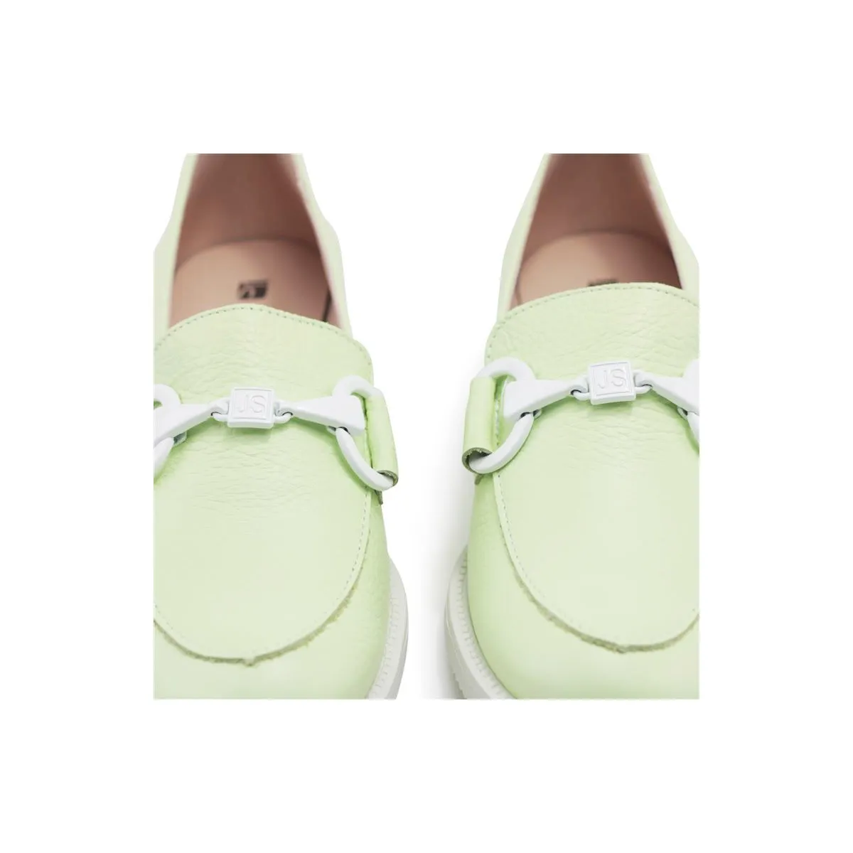 Square Heel Green Moccasins