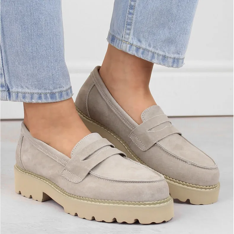 Suede leather taupe women's moccasins Filippo DP6090 beige