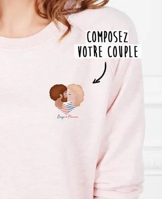 Customized Heart Print Couples Sweatshirt