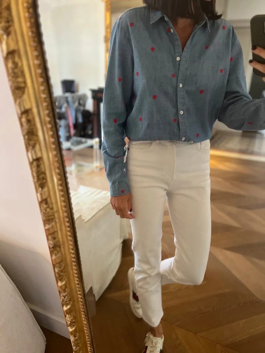 Sézane Heart Design Denim Shirt