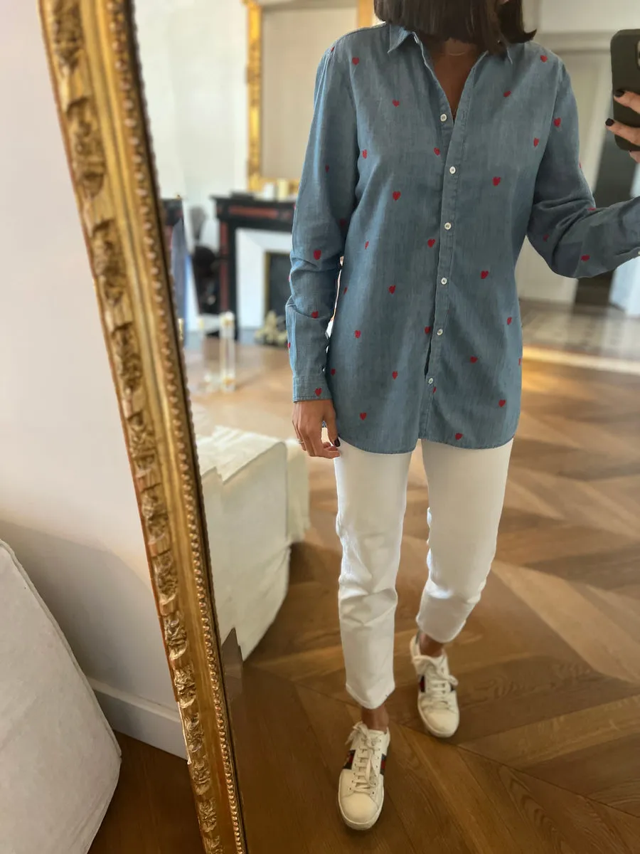 Sézane Heart Design Denim Shirt