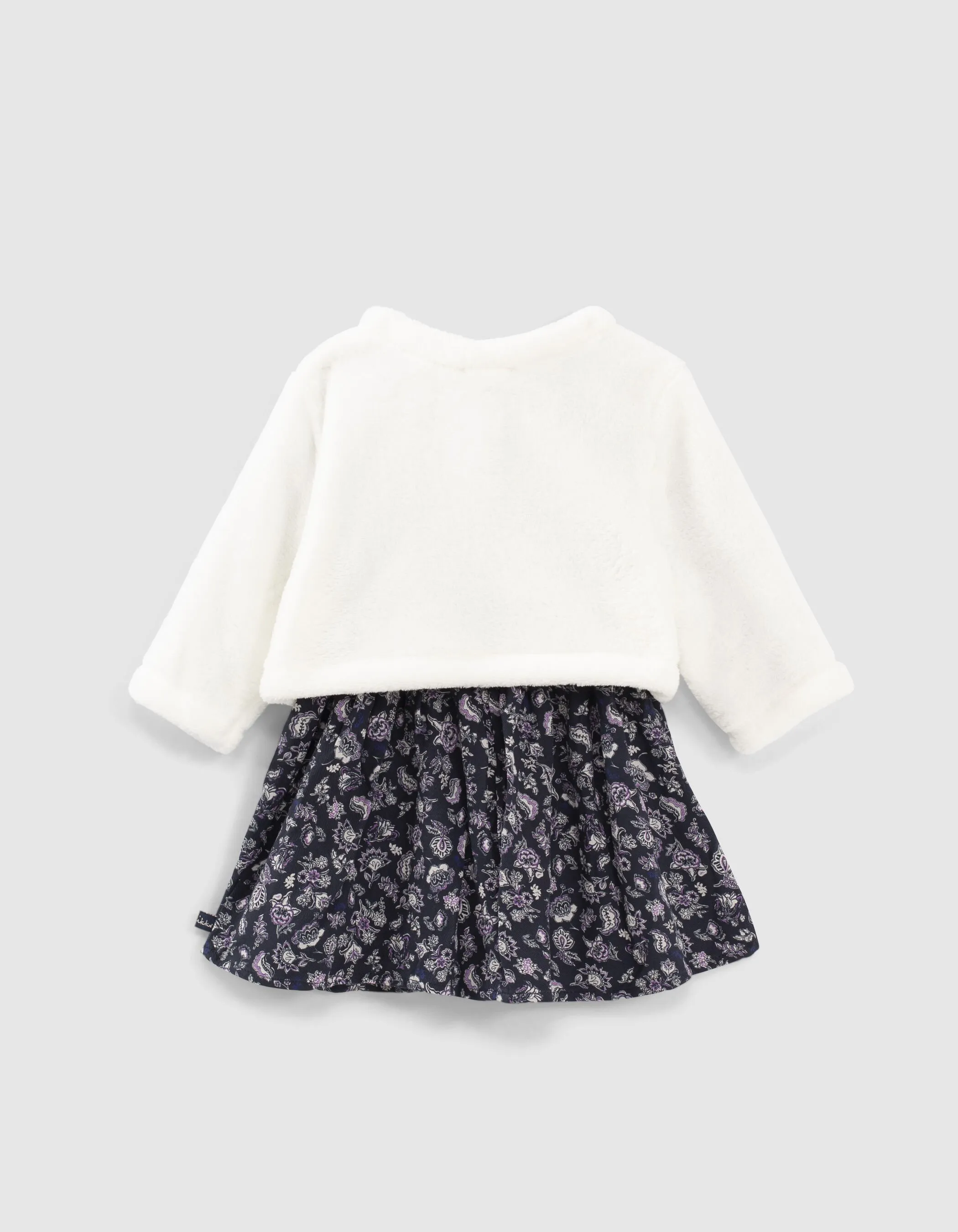 Two-in-One Navy Dress with Baby Girl Cardigan Sweatshirt