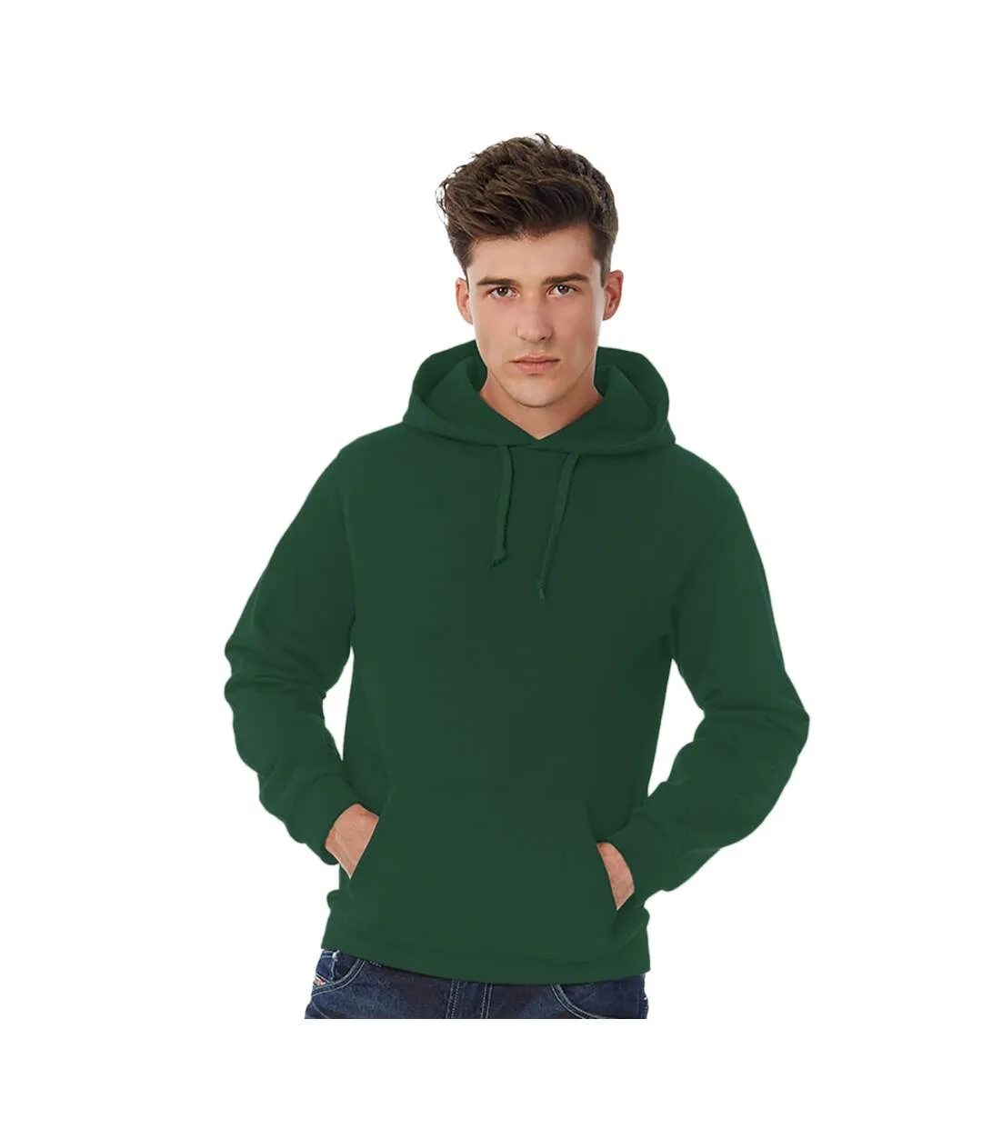 Unisex Bottle Green B&C Hooded Sweatshirt