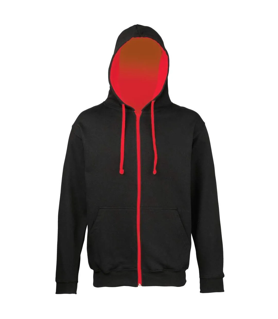 Unisexe Hooded Zip-Up Jacket - Noir et Rouge