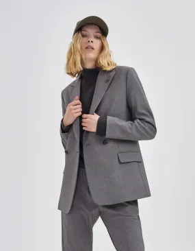 Women's Cross-Button Gray Suit Jacket