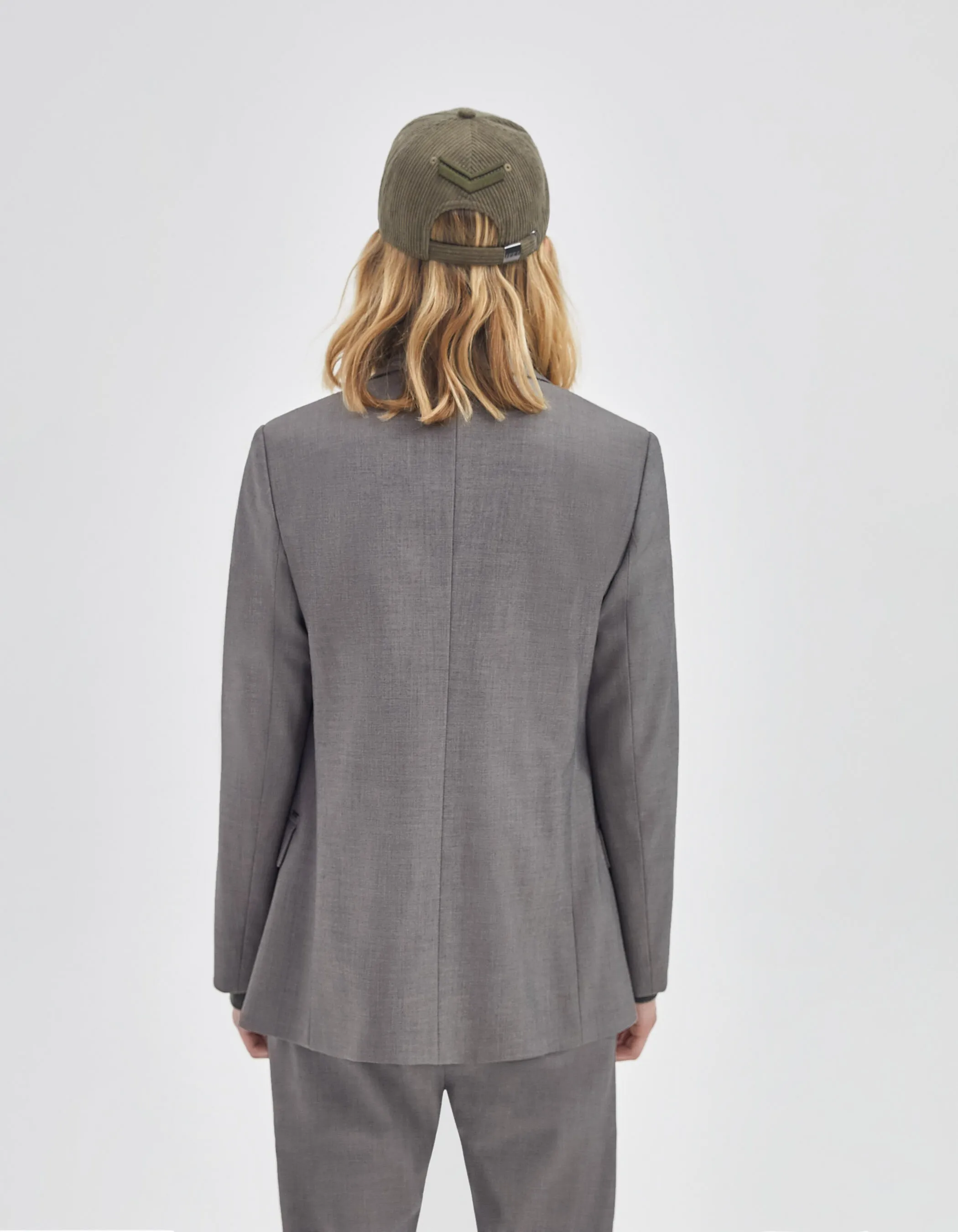 Women's Cross-Button Gray Suit Jacket