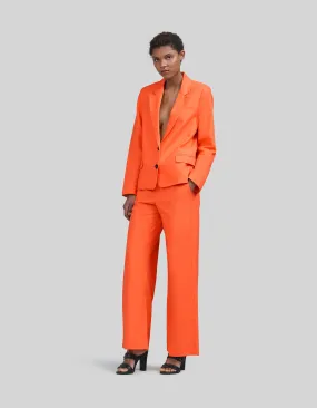 Women's oversized orange cotton linen suit jacket