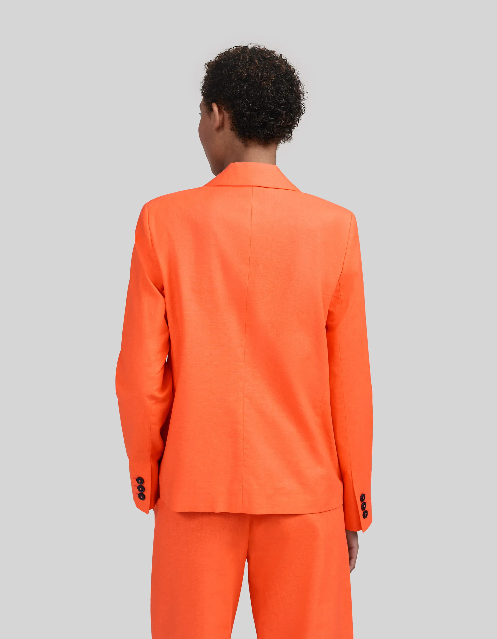 Women's oversized orange cotton linen suit jacket