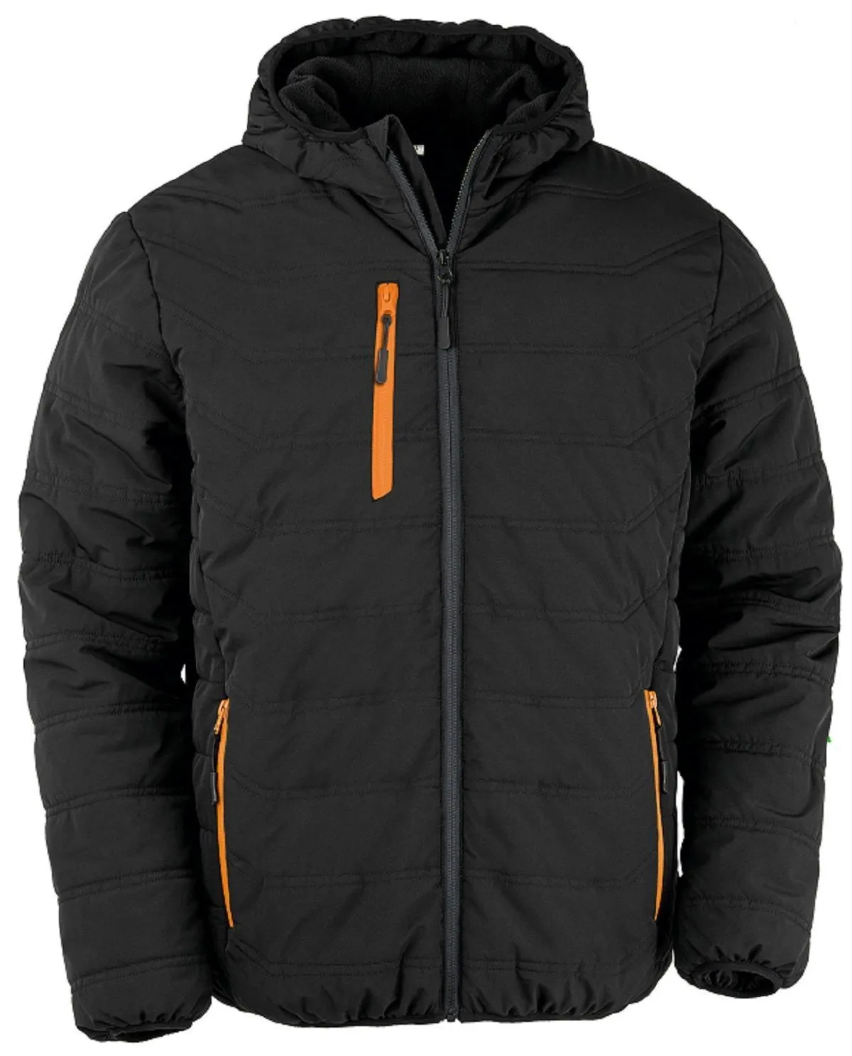 Recycled Padded Jacket - Unisex - R240X - Black and Orange