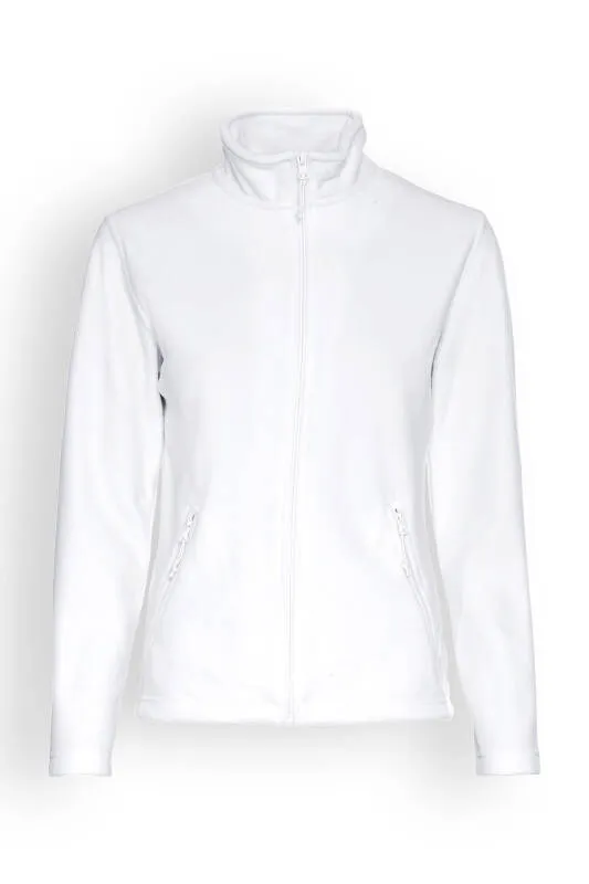 Women's Fleece Jacket - Zip-Up - White High Neck