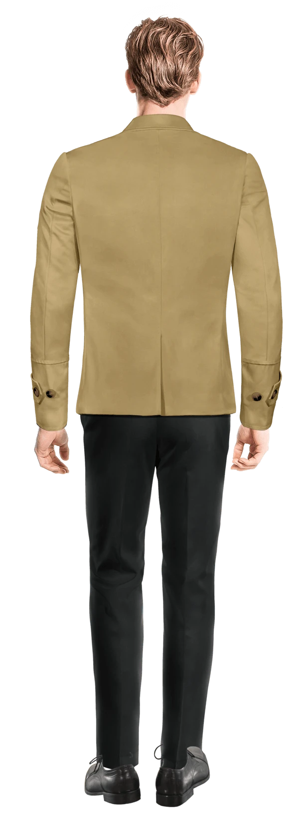 Sand Cotton Slim Fit Saharan Vest with Reversed Collar