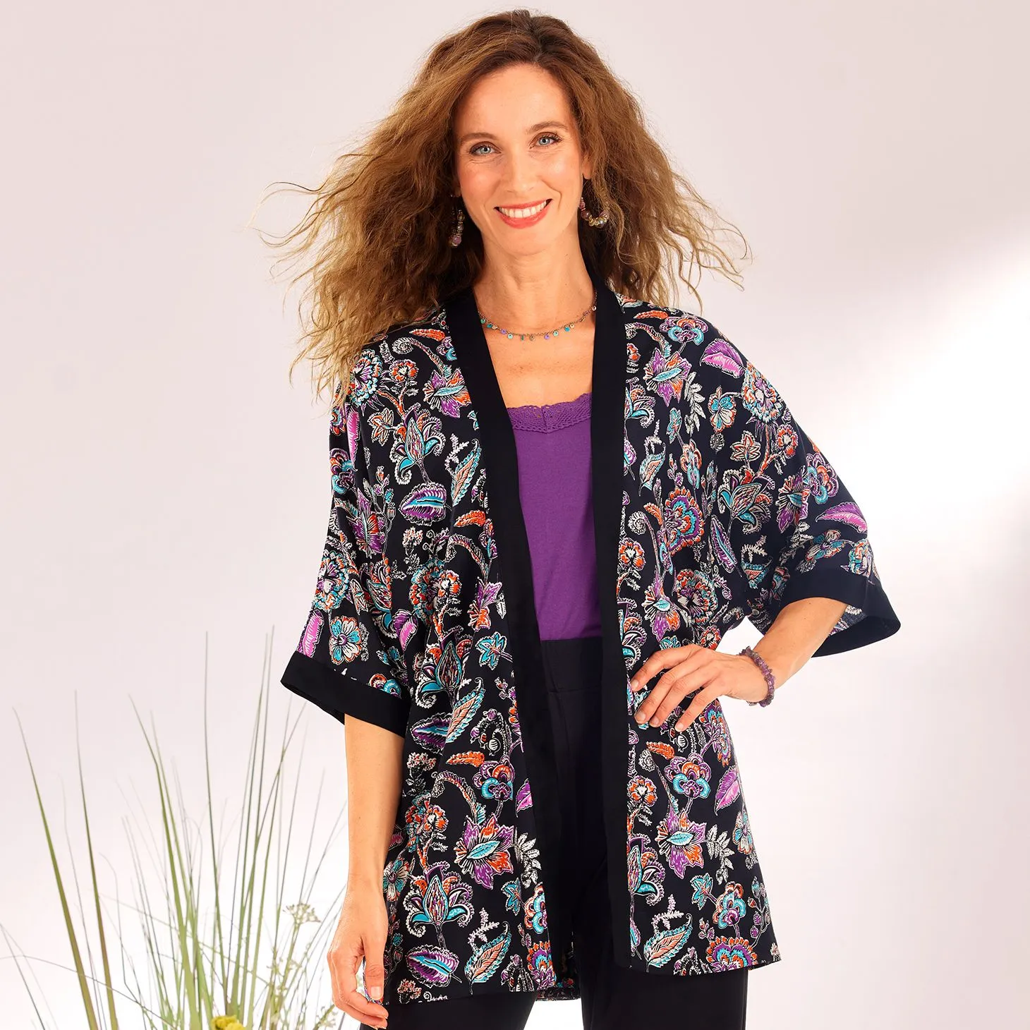 Printed kimono jacket