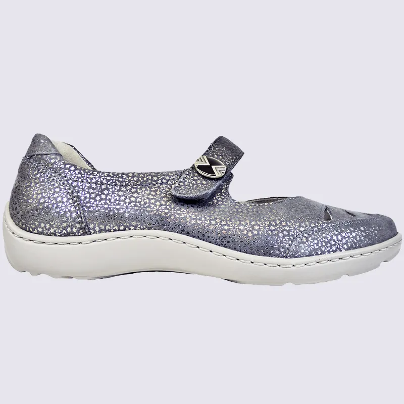 Waldlaufer Ballerinas, silver leather women's strap ballerinas | Igert Shoe&Leather Goods