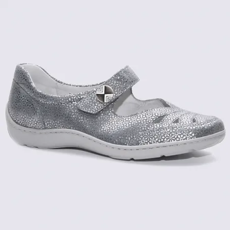 Waldlaufer Ballerinas, silver leather women's strap ballerinas | Igert Shoe&Leather Goods