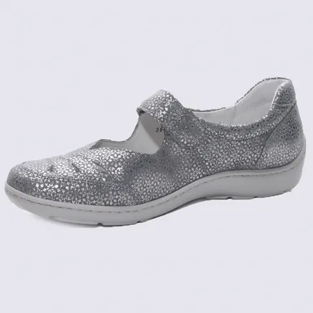 Waldlaufer Ballerinas, silver leather women's strap ballerinas | Igert Shoe&Leather Goods