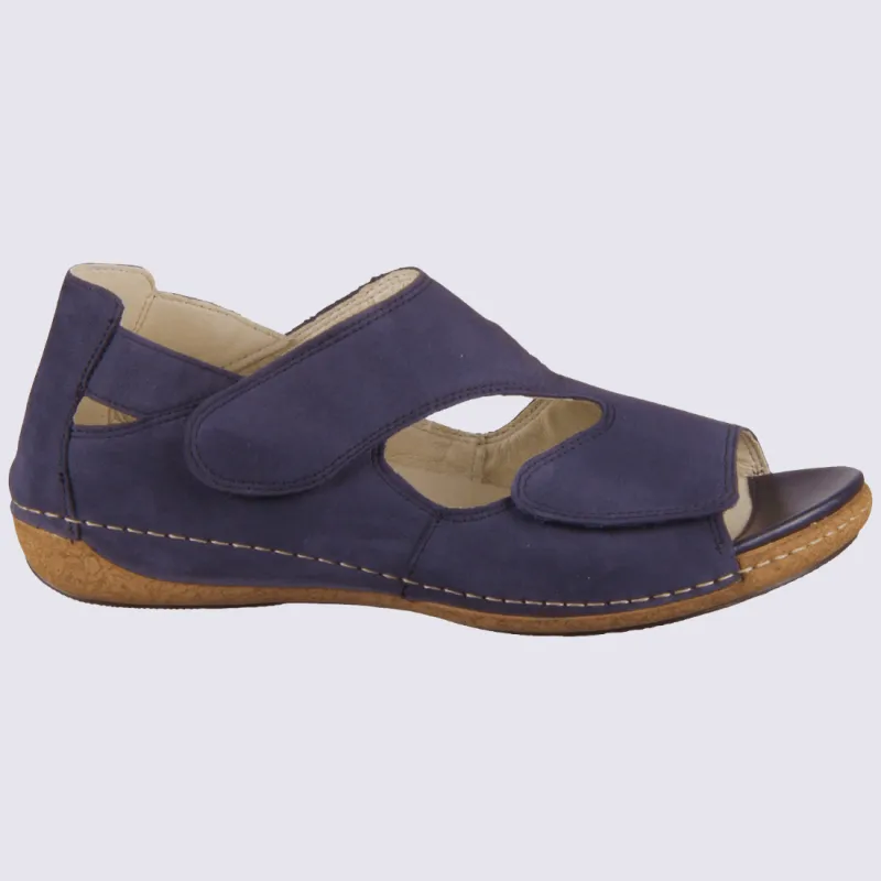 Waldlaufer women's comfortable blue nubuck leather sandals - Igert Shoes & Leather Goods.