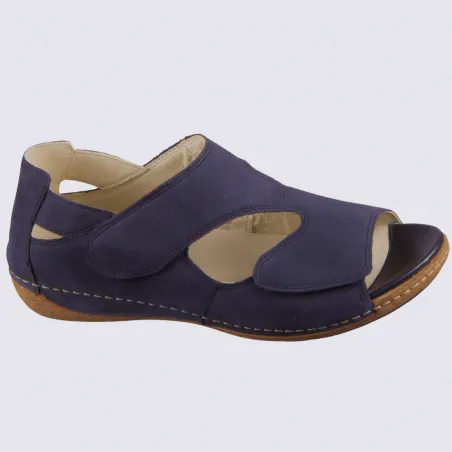 Waldlaufer women's comfortable blue nubuck leather sandals - Igert Shoes & Leather Goods.