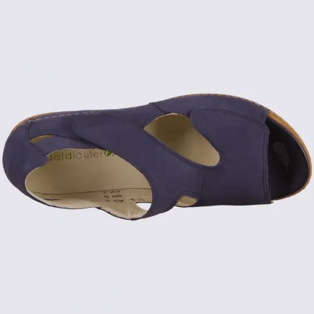 Waldlaufer women's comfortable blue nubuck leather sandals - Igert Shoes & Leather Goods.