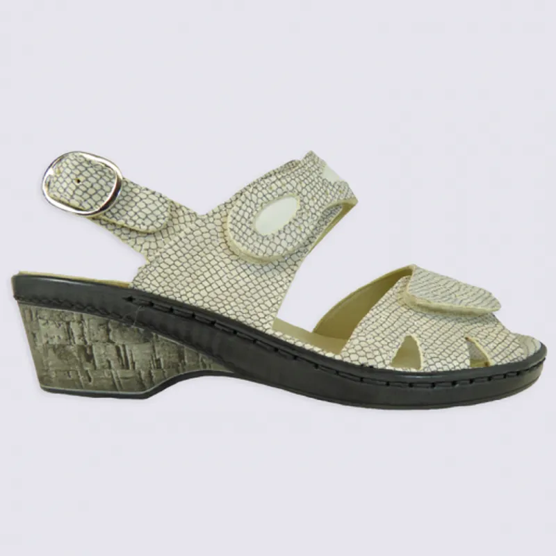 Waldlaufer Women's White and Silver Leather H Width Sandals | Igert Shoe & Leather Goods