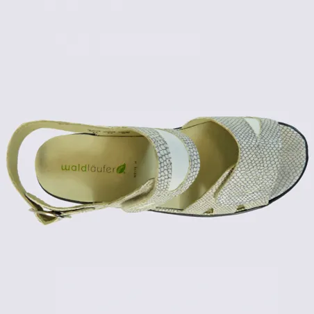 Waldlaufer Women's White and Silver Leather H Width Sandals | Igert Shoe & Leather Goods