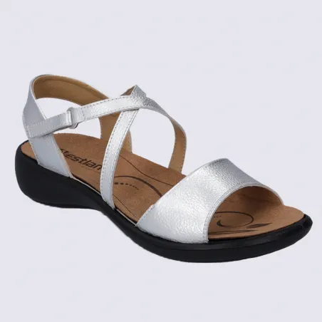 Westland by Josef Seibel Silver Leather Women's Trendy Sandals | Igert Shoes & Leather Goods.